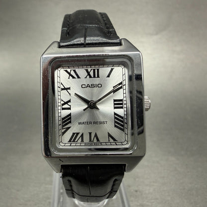 Casio Tank Watch Women 22mm Silver Dial Silver Tone Rectangle LTP-V007 New Batt0