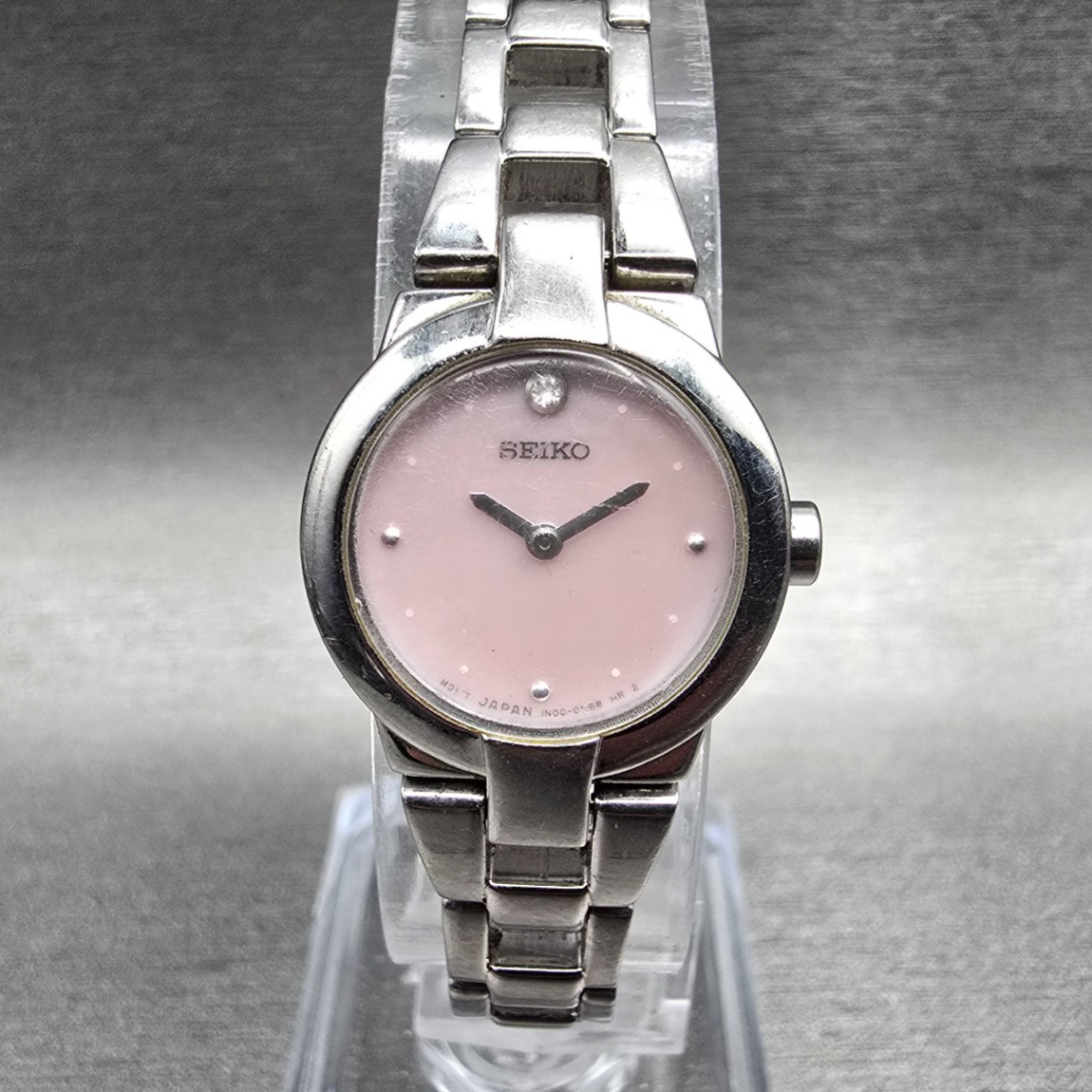 Seiko Watch Women 20mm Pink MOP Dial Silver Tone Round 1N00-0GM0 New Battery VTG0