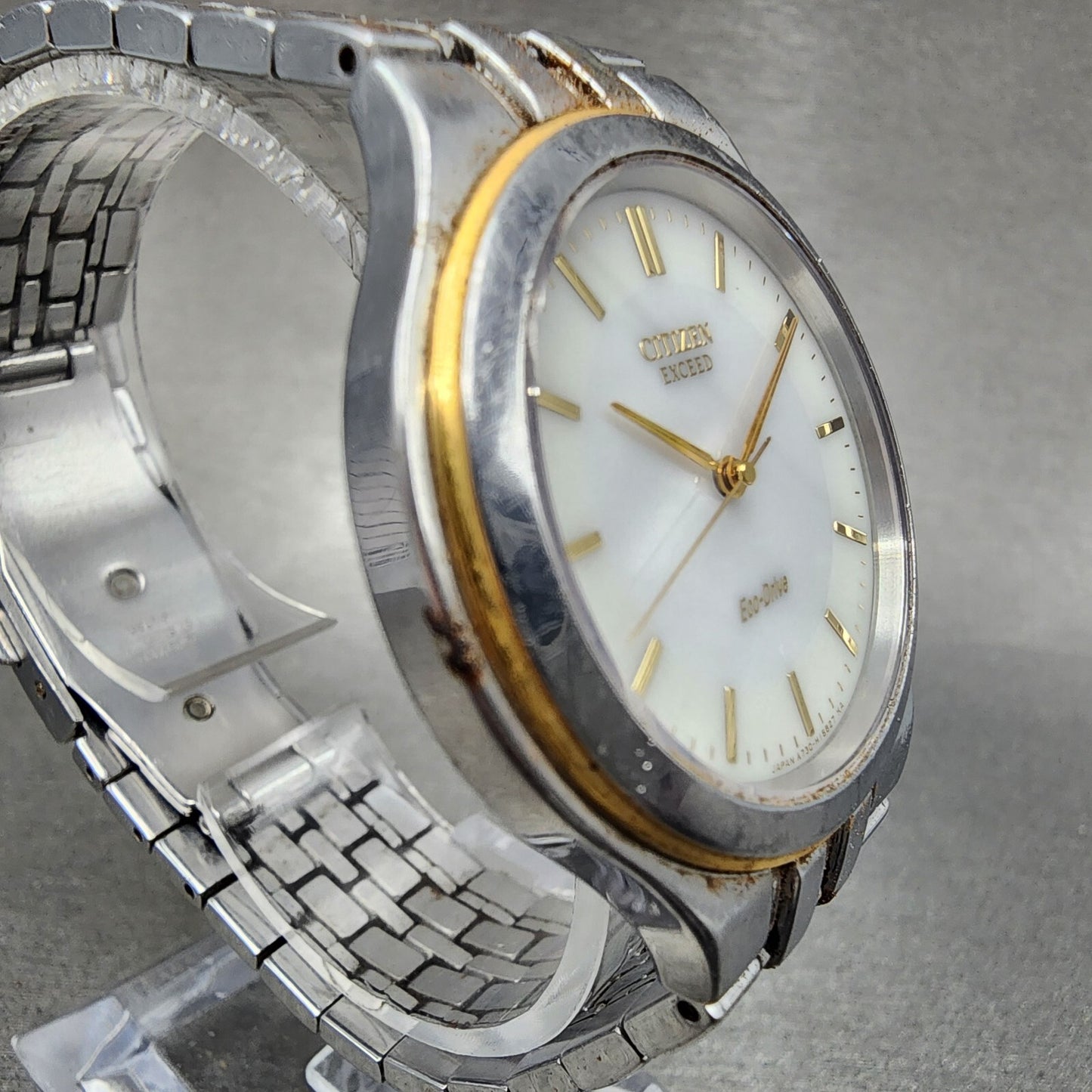 Citizen Exceed EcoDrive Watch Men 35mm White Dial Two Tone A730H09467 PARTS4