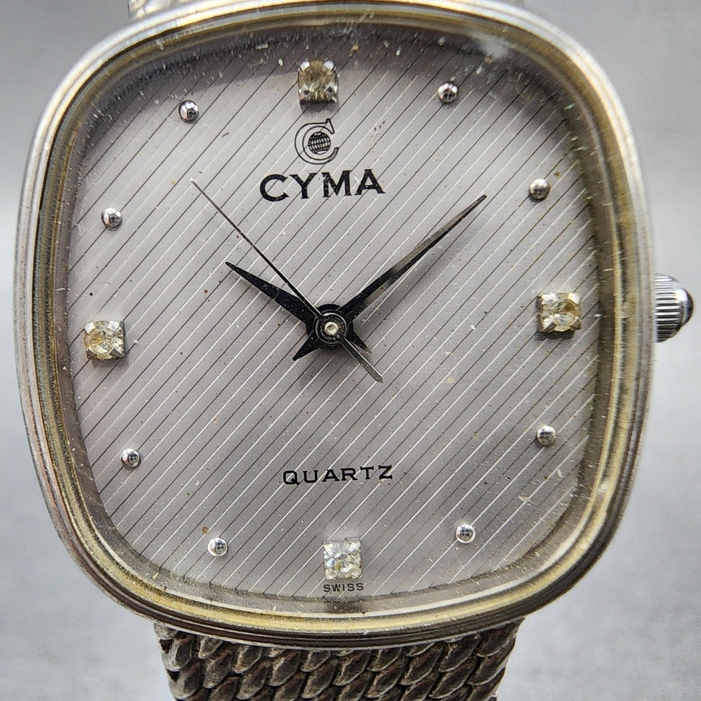 Cyma Watch Women 26mm Silver Dial Silver Tone Rectangle 605 New Battery1