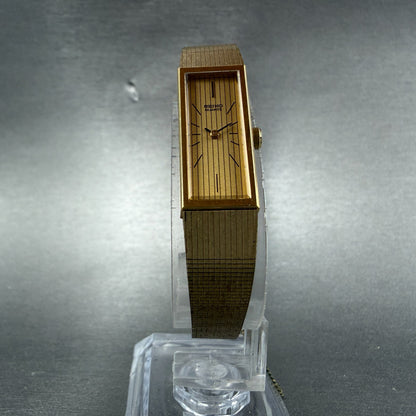 Seiko Tank Watch Women 12mm Champagne Dial Gold Tone 1320-5119 New Battery5