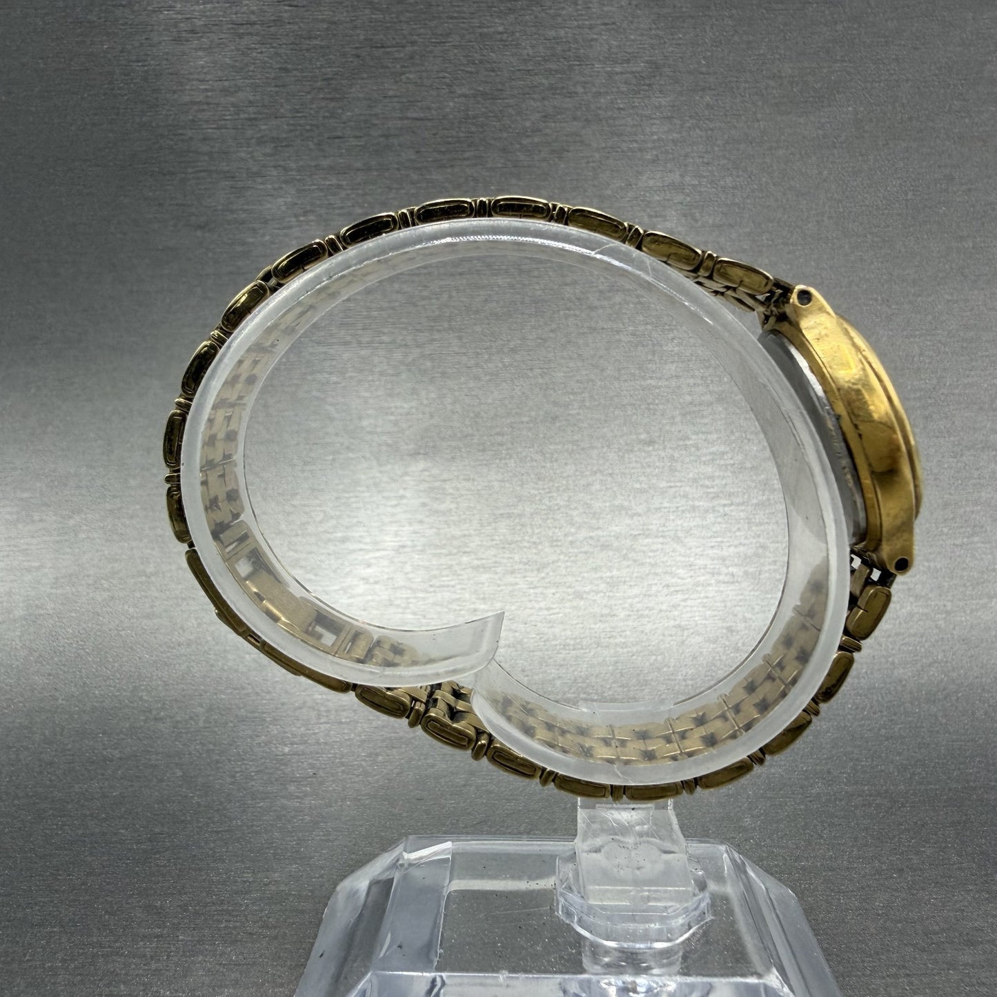 Seiko Watch Women 24mm Gold Dial Gold Tone Date Round 7N82-0071 New Battery ABC8