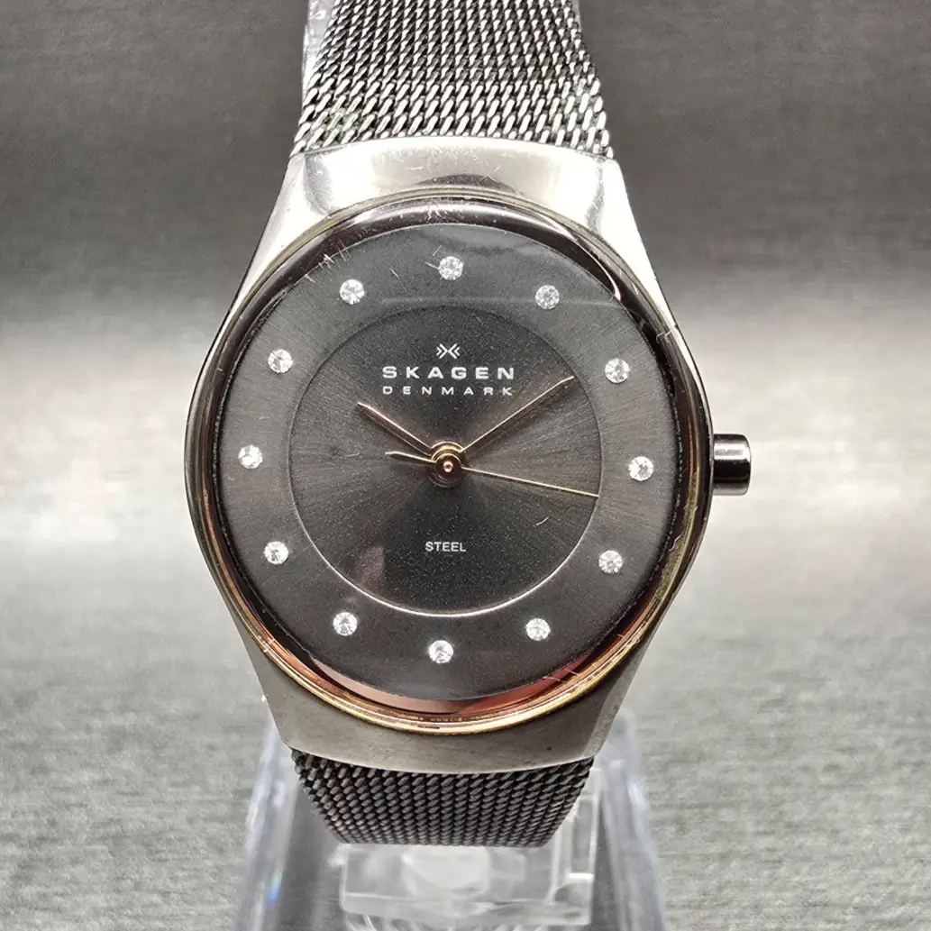 Skagen Watch Women 25mm Gray Dial Silver Tone Oval 693XSMM New Battery0