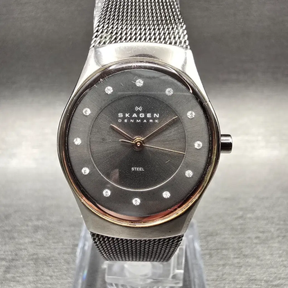 Skagen Watch Women 25mm Gray Dial Silver Tone Oval 693XSMM New Battery0