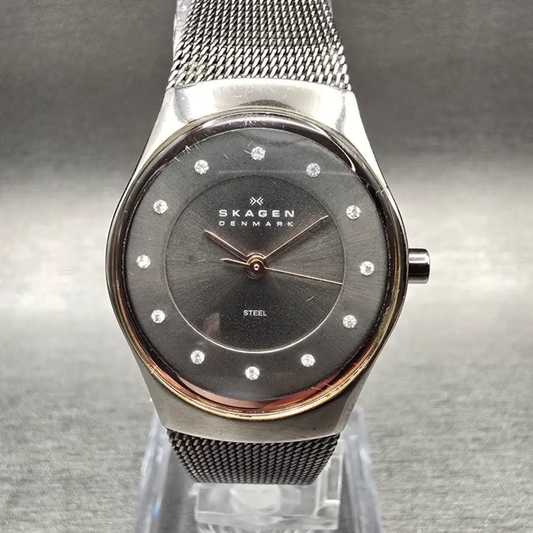 Skagen Watch Women 25mm Gray Dial Silver Tone Oval 693XSMM New Battery0