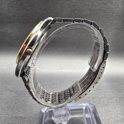 Seiko Watch Men 36mm White Dial Two Tone Daydate Round 7N43-7B19 New Battery JT6