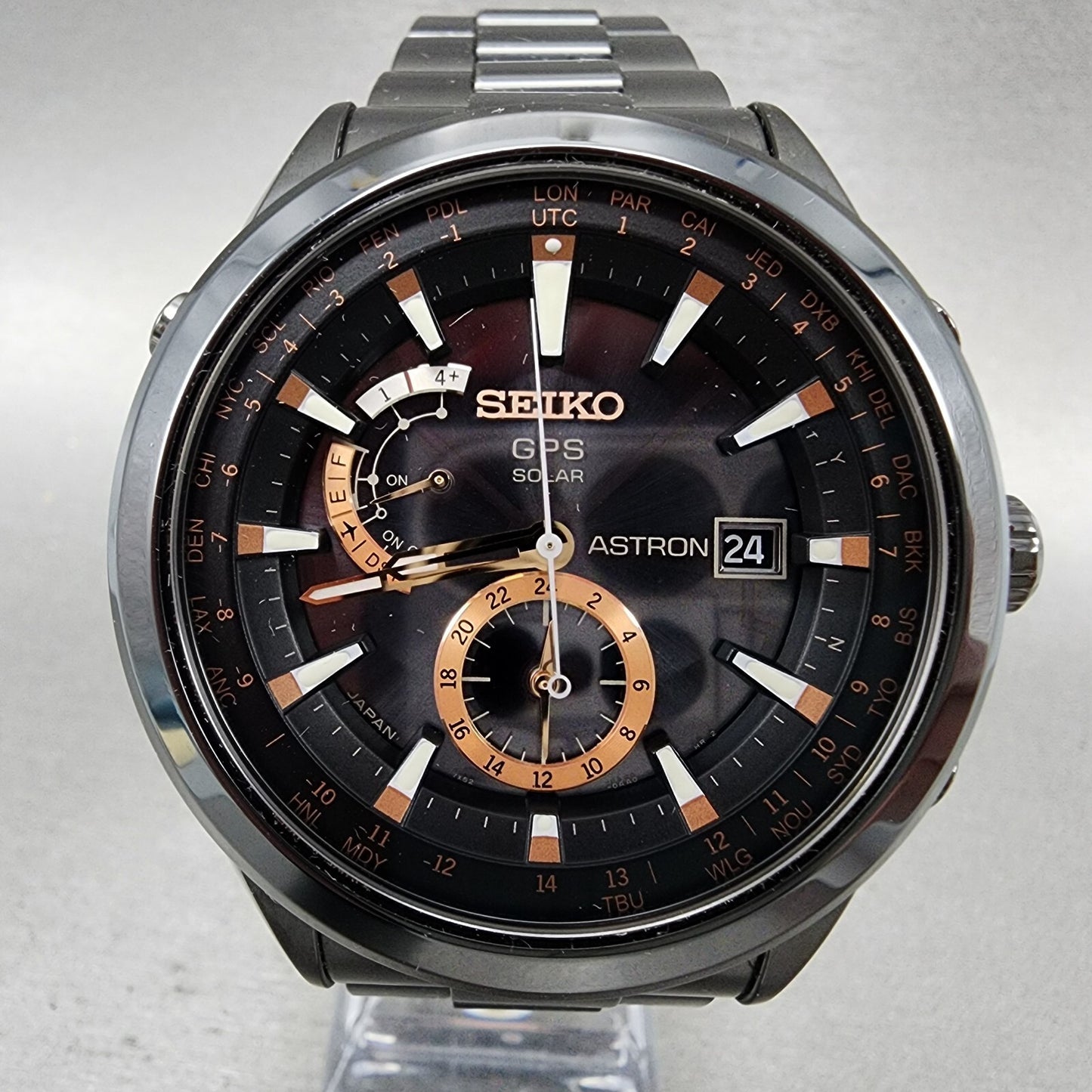 Seiko Astron GPS Watch Men 47mm Black Dial Black Case Date GPS Round 7X520AC01