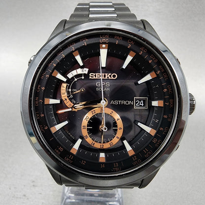Seiko Astron GPS Watch Men 47mm Black Dial Black Case Date GPS Round 7X520AC01