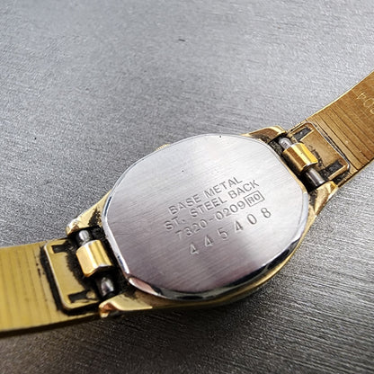 Seiko Watch Women 17mm Champagne Dial Gold Tone Round 73200209 New Battery9