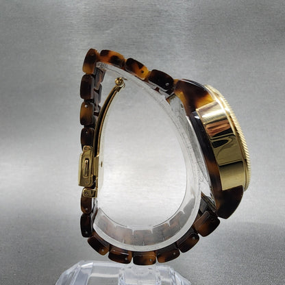 Michael Kors Jet Set Watch Women 37mm Brown MOP Dial Tortoise MK-5038 New Batt