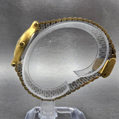 Gruen Watch Unisex 31mm Black Dial Gold Tone Date Round 225-6M12 New Battery7