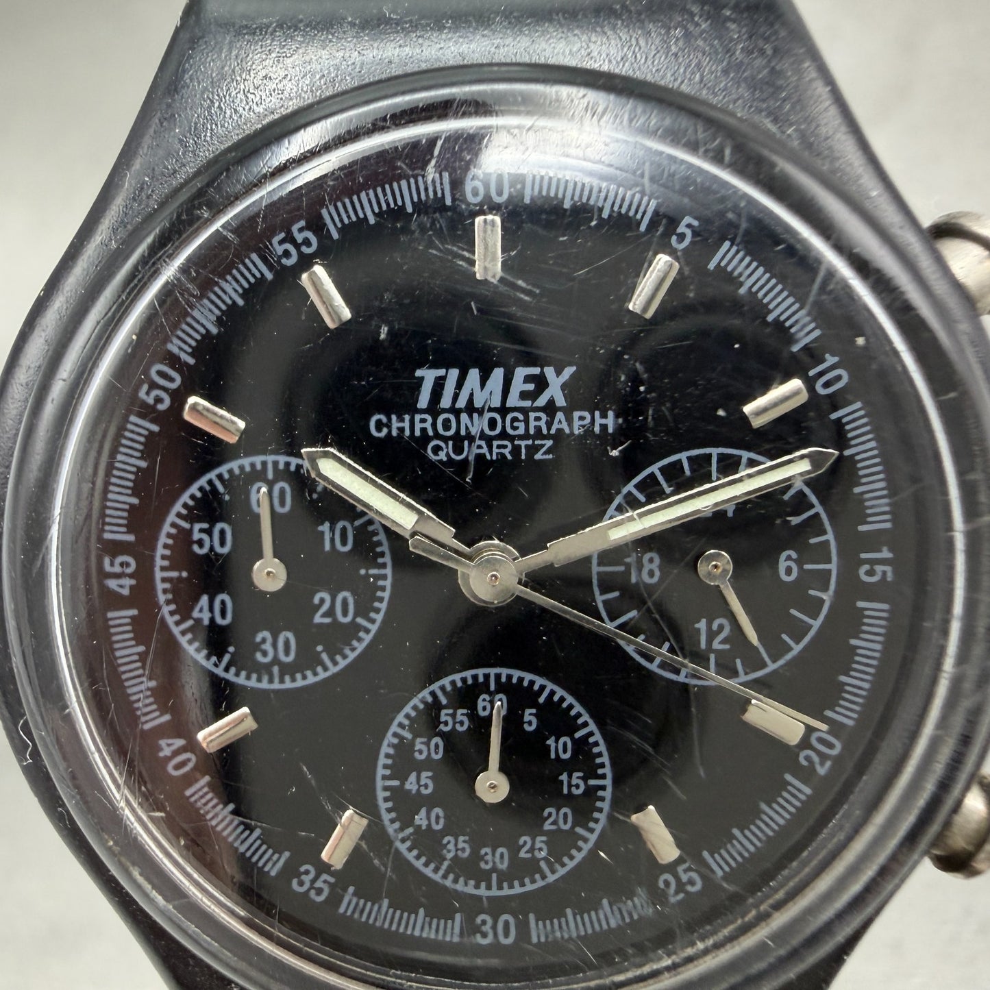 Timex Chronograph Watch Men 37mm Black Dial Black Tone Round New Battery1