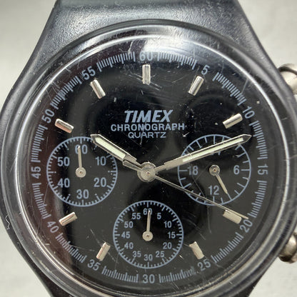 Timex Chronograph Watch Men 37mm Black Dial Black Tone Round New Battery1