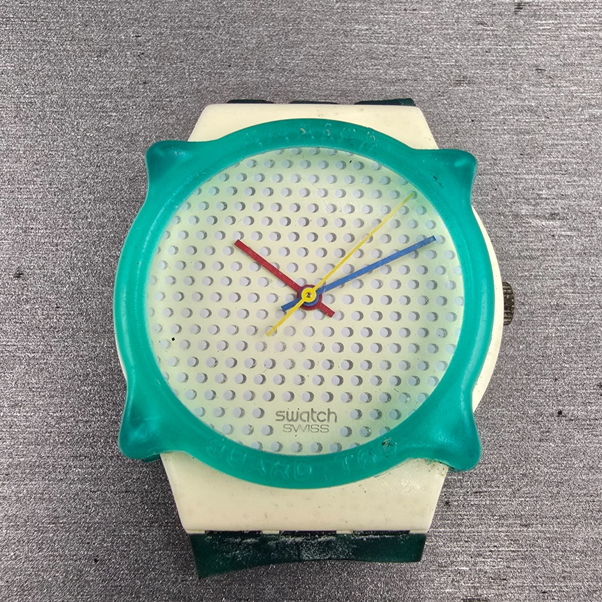 Swatch Ping Pong Blue Watch Men 34mm White Dial White Case GW106 New Battery0
