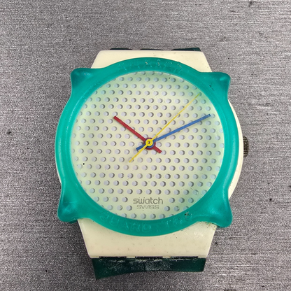 Swatch Ping Pong Blue Watch Men 34mm White Dial White Case GW106 New Battery0