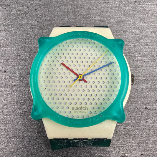 Swatch Ping Pong Blue Watch Men 34mm White Dial White Case GW106 New Battery0