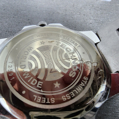 Technos 1900 Watch Men 41mm White Dial Steel Octagon T2591 New Battery