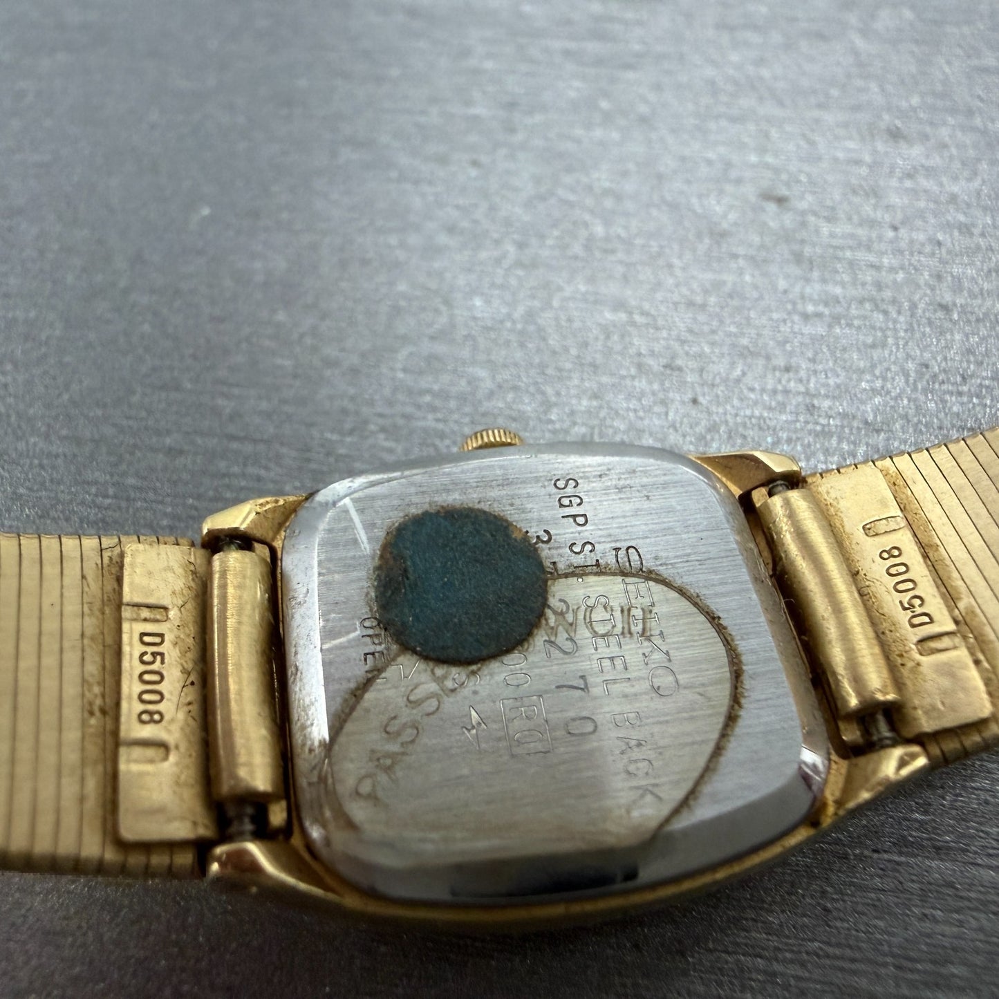 Seiko Watch Women 18mm Champagne Dial Gold Tone Rectangle 2C21-5000 New Battery9