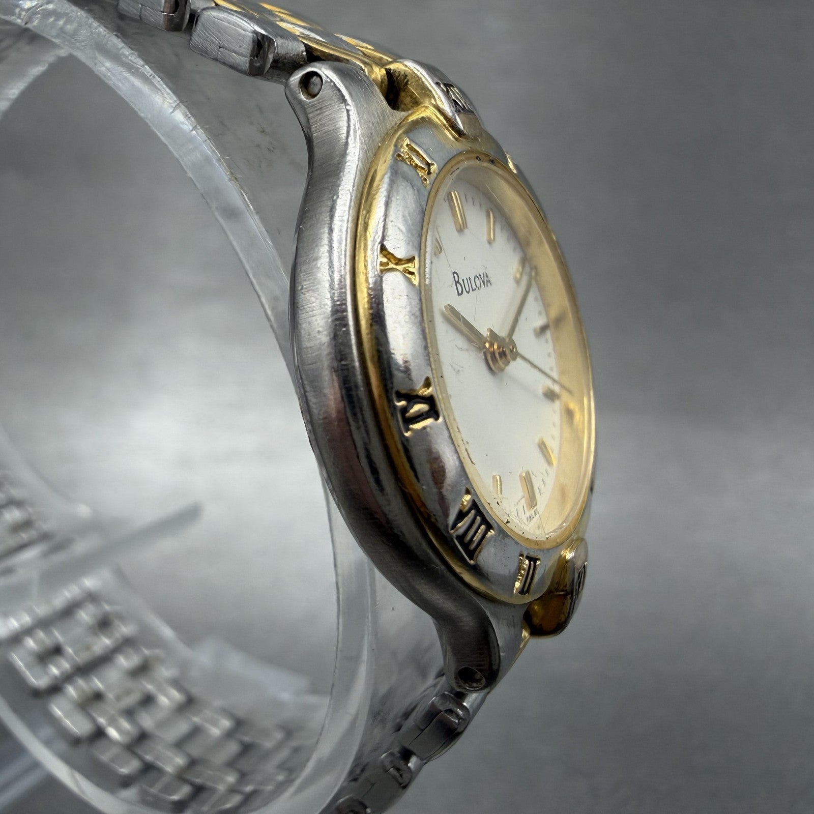 Bulova Watch Women 24mm Cream Dial Two Tone Round Bracelet 98L61 New Battery ABC3