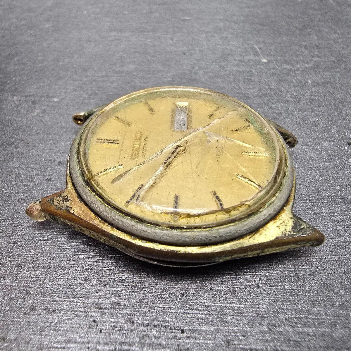 Seiko Automatic Watch Men 35mm Gold Dial Gold Tone Daydate 6309-7159 PARTS4