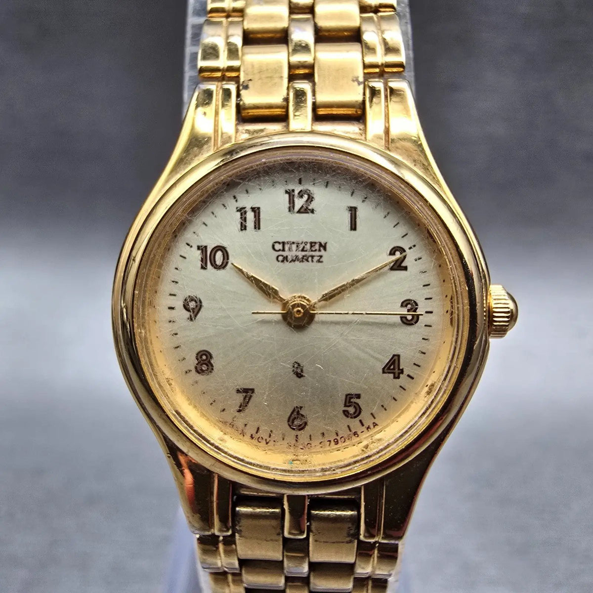 Citizen CQ Watch Women 20mm Champagne Dial Gold Tone 5930-S29762 New Battery JKL3