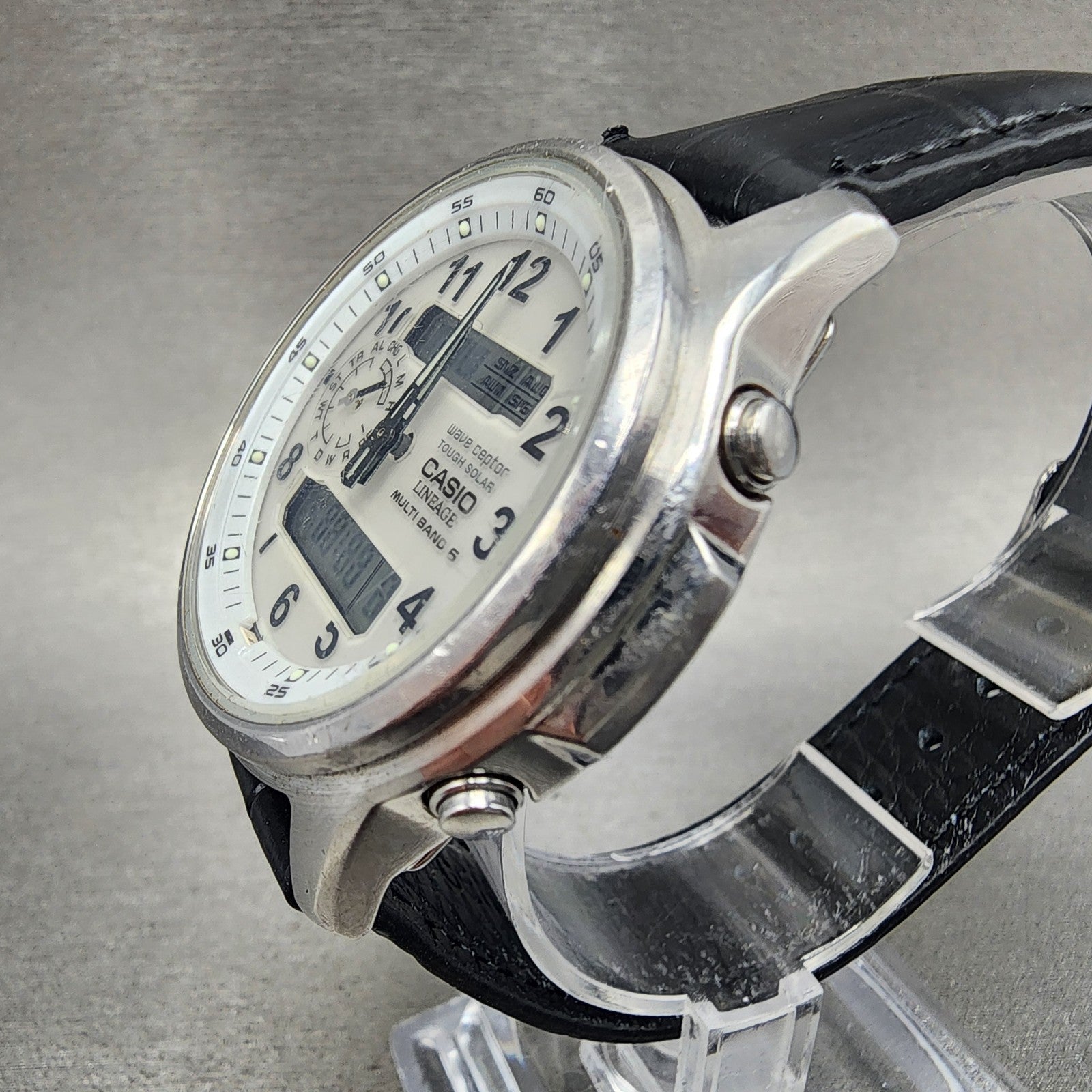 Casio Lineage LCWM300 Watch Men 43mm White Dial Steel Analog Digital Works2