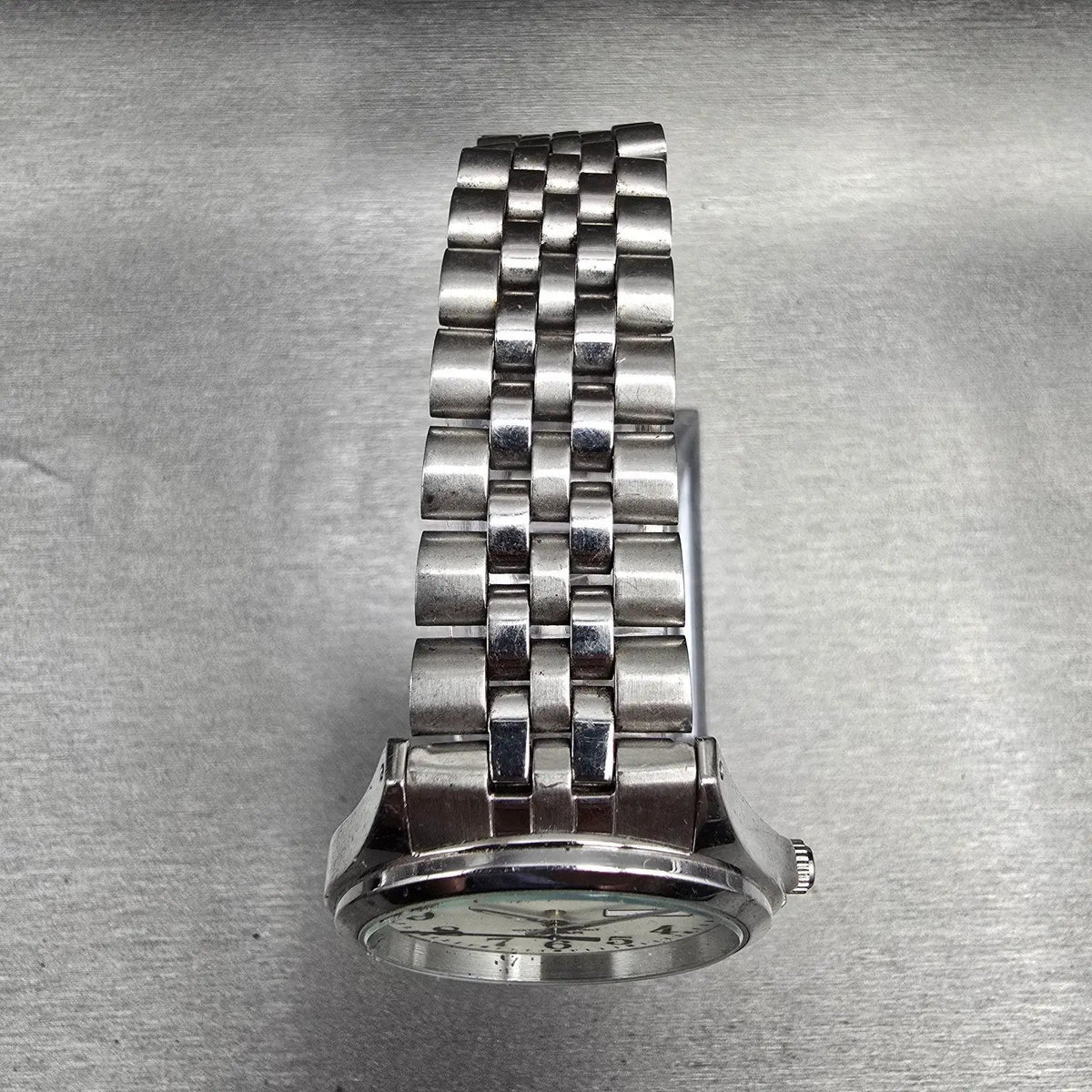 Seiko Alba Watch Men 35mm Luminous Dial Silver Tone Daydate 7N33-K002 New Batt4