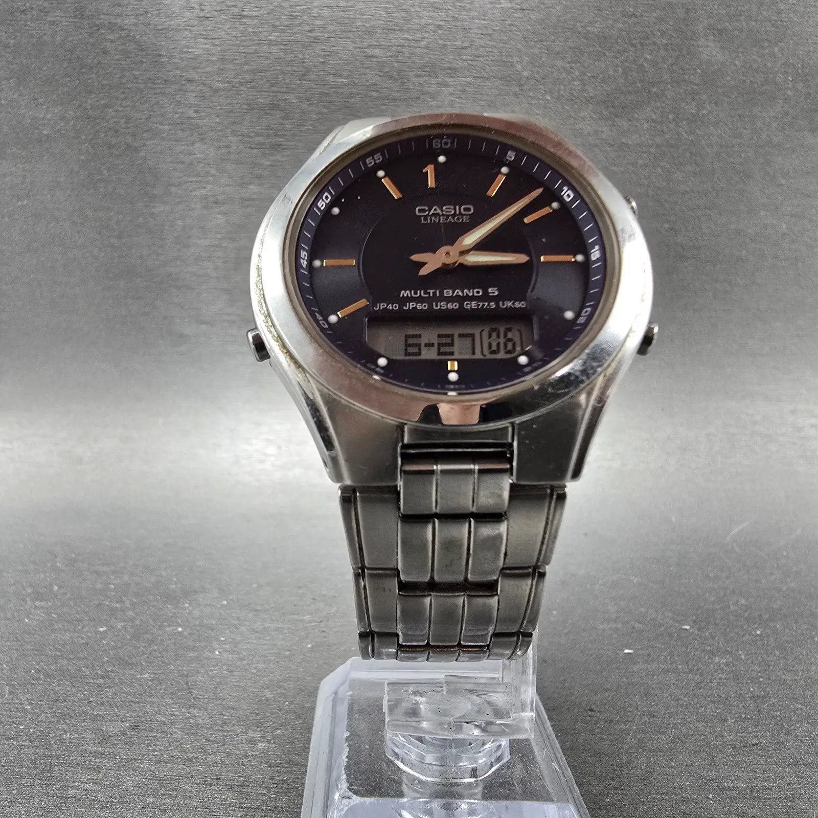 Casio Lineage LCW-M200 Watch Men 38mm Blue Dial Steel Analog Digital Solar Runs5
