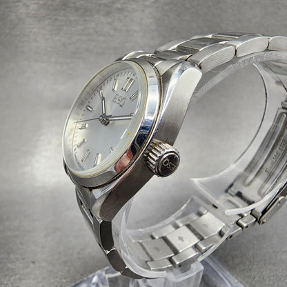 ESQ Watch Women 27mm Silver Dial Stainless Steel Date Round New Batt4