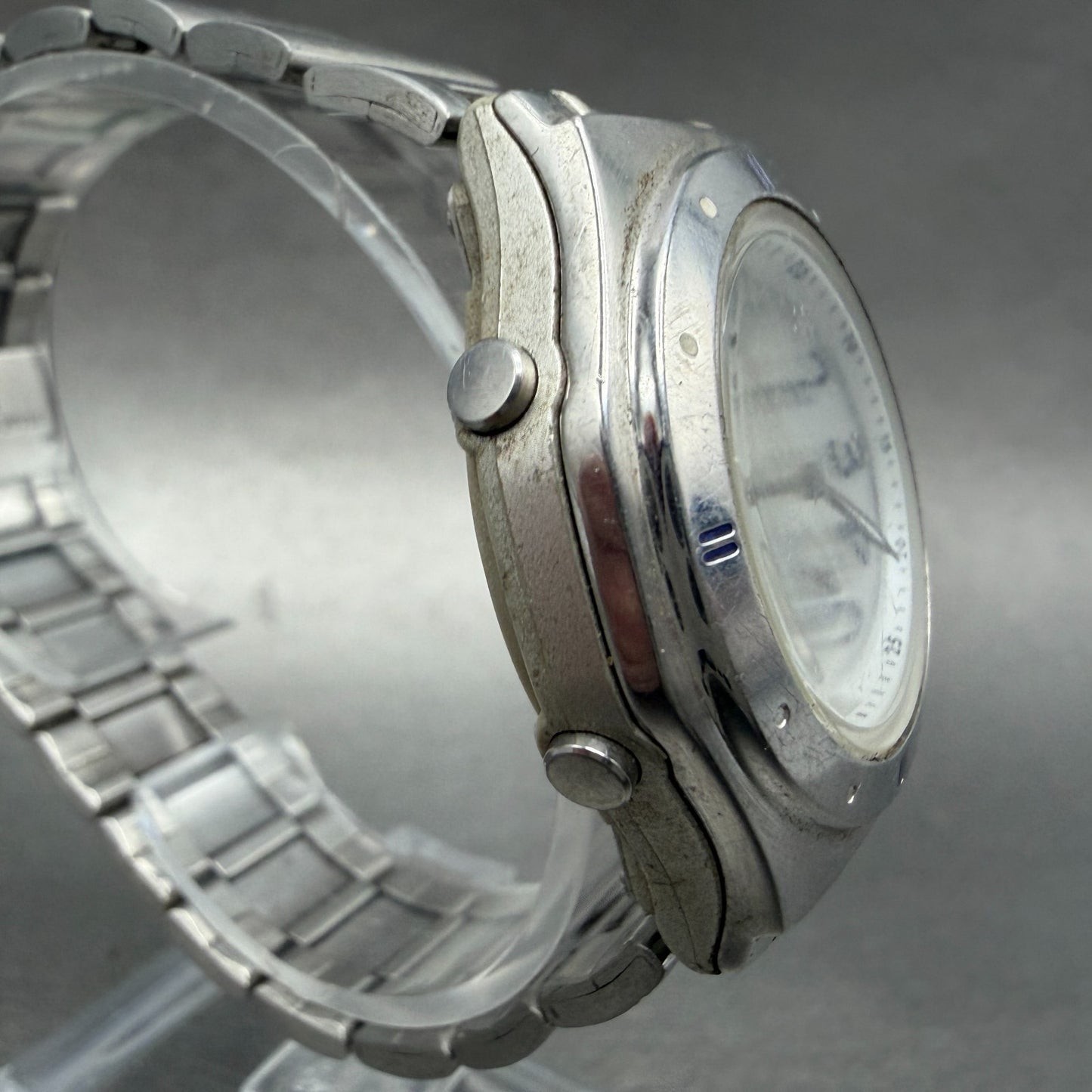 Casio Waveceptor Watch Women 35mm White Dial Silver Tone Analog Digital READ!!!!3