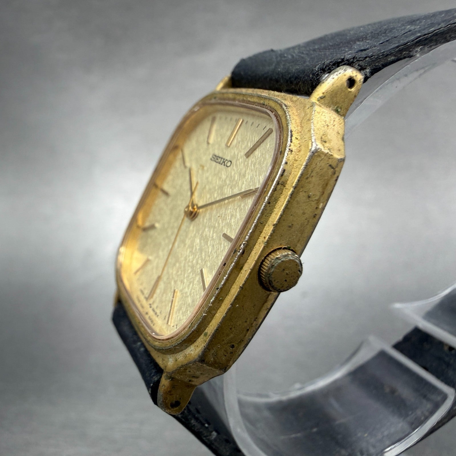 Seiko Watch Men 28mm Champagne Dial Gold Tone Octagon  5P31-5270 New Battery VTG2