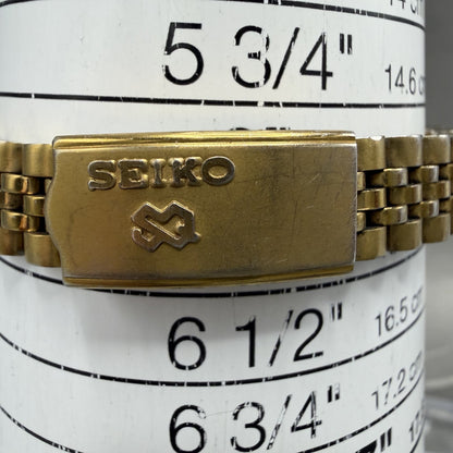 Seiko SQ Watch Women 24mm Black Dial Gold Tone Daydate 24mm Round New Battery NL10