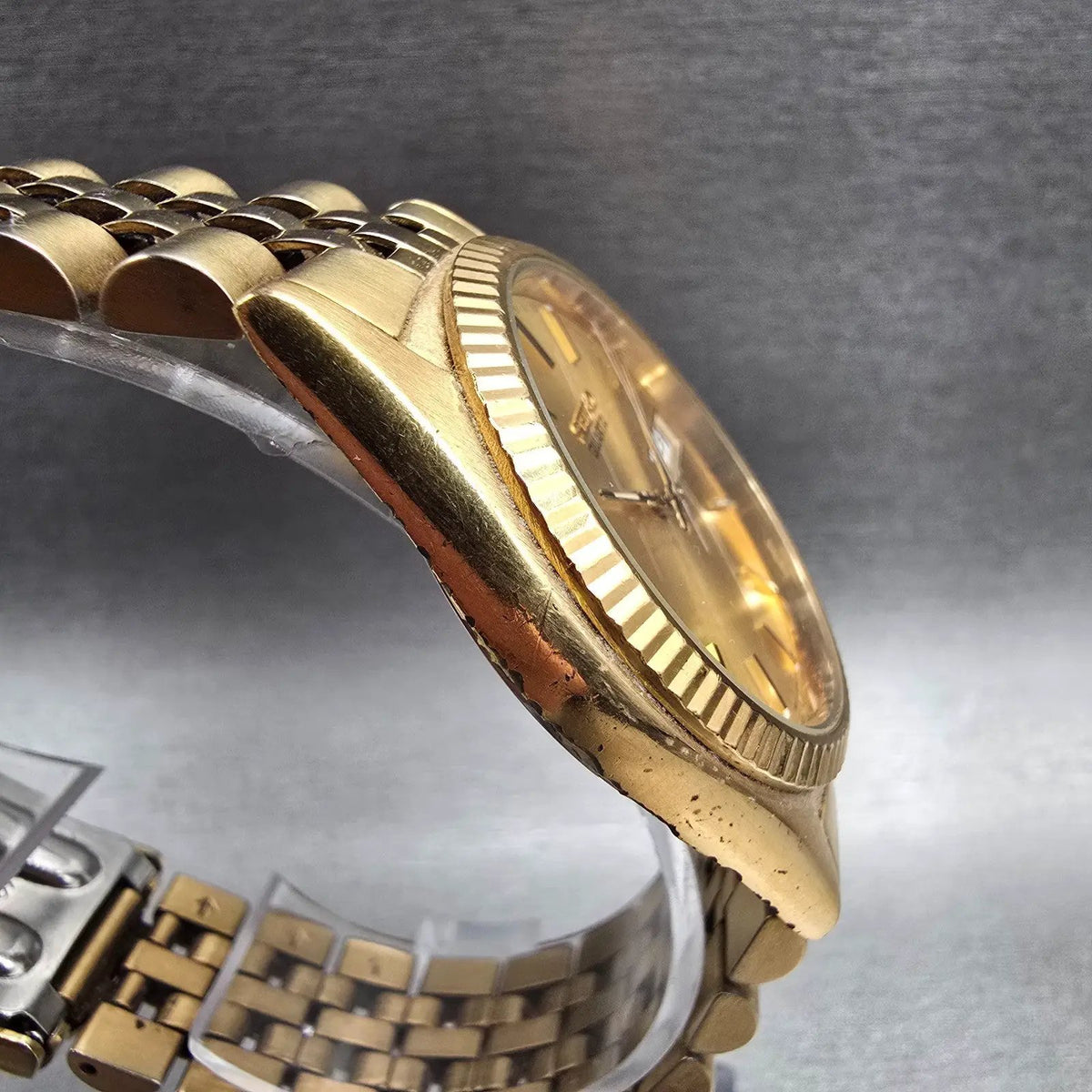 Seiko President Watch Men 36mm Gold Dial Gold Tone Daydate 7N43-8111 New Battery3