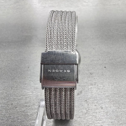 Skagen Watch Women 26mm Silver Dial Silver Tone Date Round  355SSS1 New Battery7
