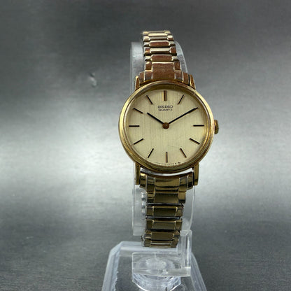 Seiko Watch Women 23mm Champagne Dial Gold Tone Round 1400-0049 New Battery5