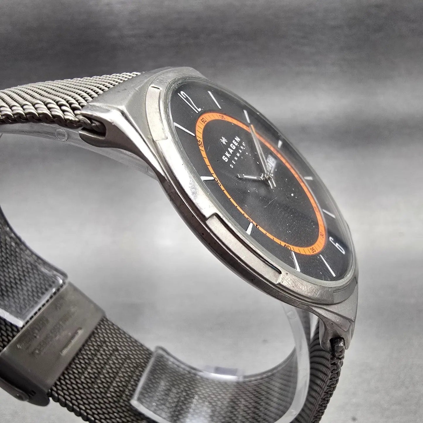 Skagen Melbye Watch Men 40mm Gray Dial Titanium Daydate SKW6007 New Battery3