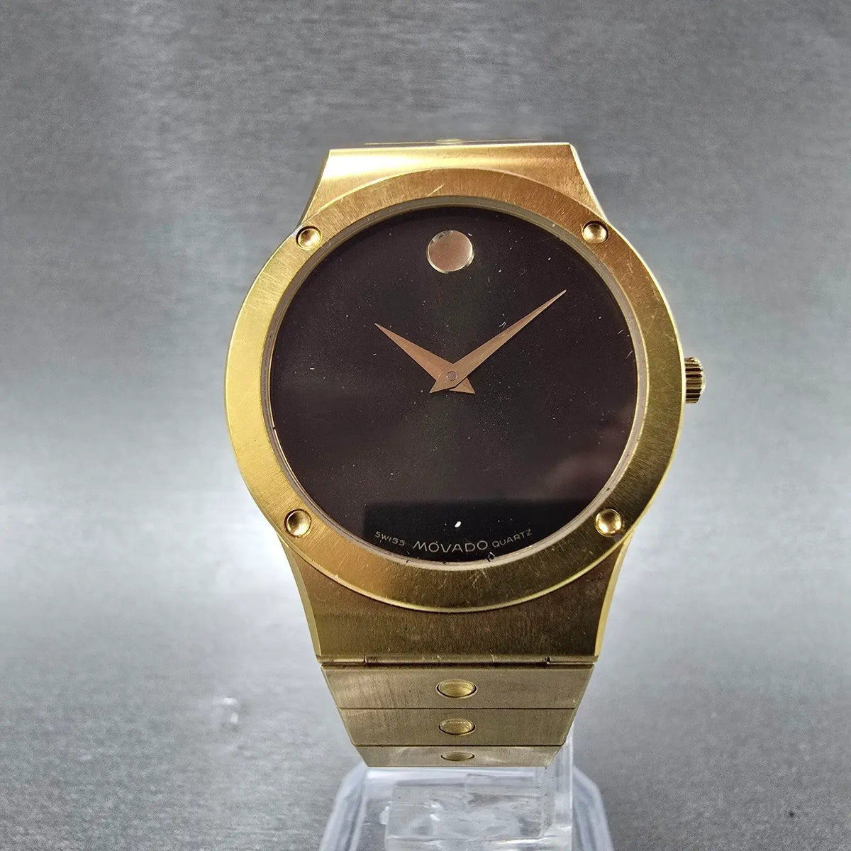 Movado Museum Watch Men 32mm Black Dial Gold Round 88.A2.876 PARTS Vintage6