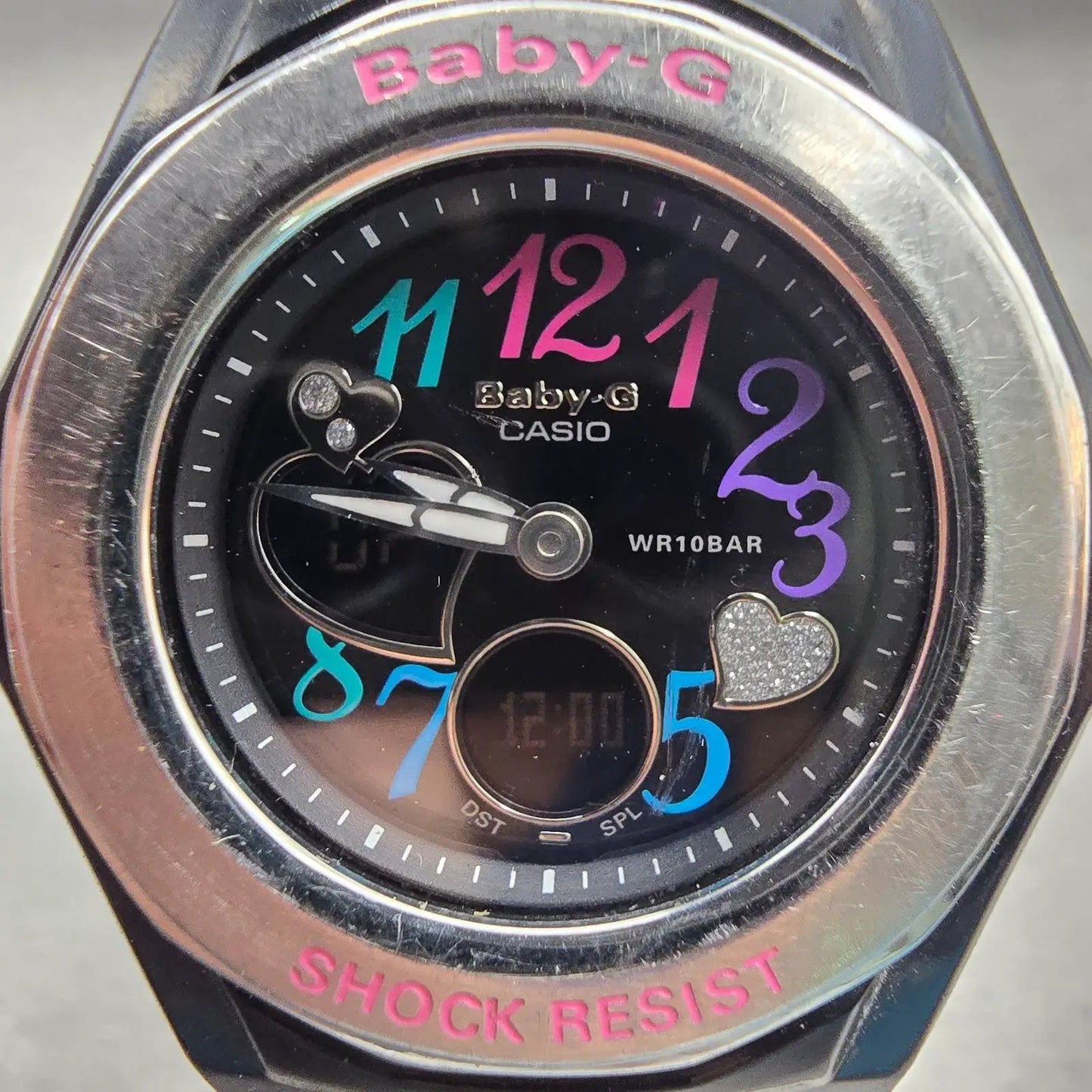 Casio Baby-G BGA-101 Watch Women 39mm Black Silver Chrono Alarm New Battery1