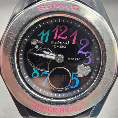 Casio Baby-G BGA-101 Watch Women 39mm Black Silver Chrono Alarm New Battery1