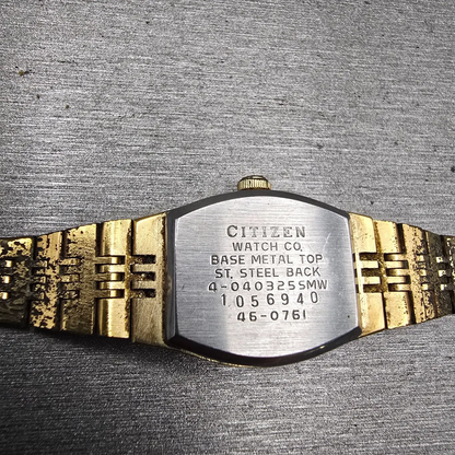 Citizen CQ Watch Women 25mm Champagne Dial Gold Tone 4-0403255 New Battery VTG11