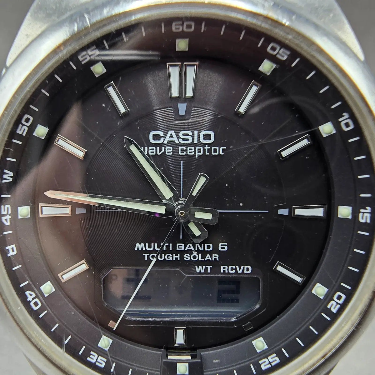 Casio Wave Ceptor WVA-M600 Watch Men 42mm Black Dial Steel Analog Digital Solar1
