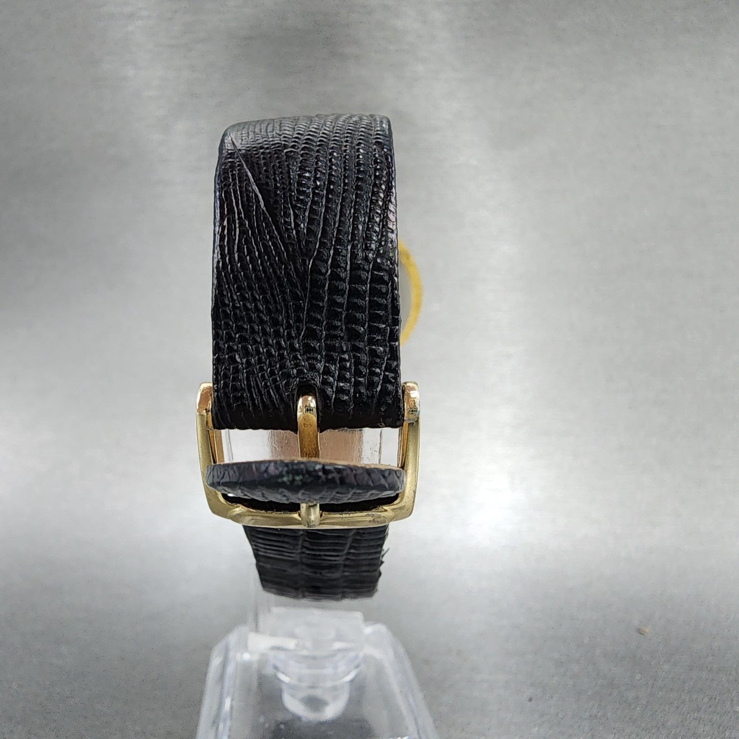 Seiko Watch Men 34mm Black Dial Gold Tone Round V7008A10 Leather PARTS8