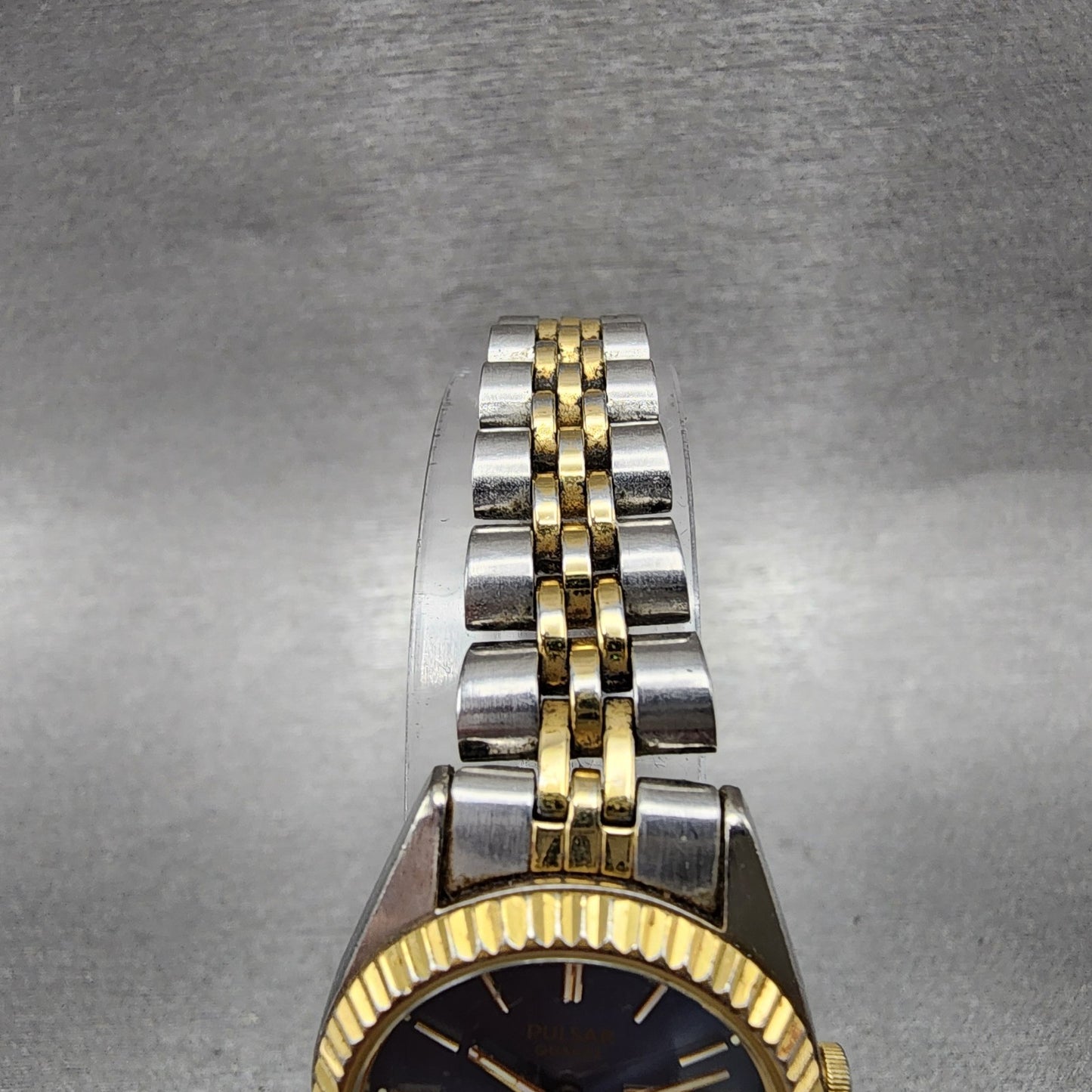 Pulsar Watch Women 24mm Blue Dial Two Tone Daydate Round V7830030 New Battery4