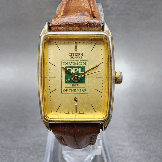 Citizen CQ Tank Watch Women 19mm Champagne Dial Gold Tone Rectangle New Battery