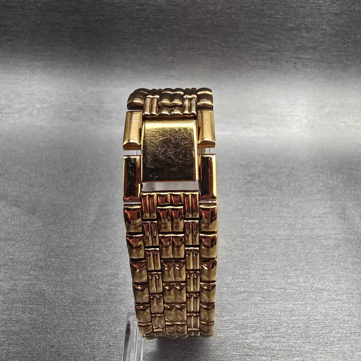 Seiko Tank Watch Men 26mm Gold Dial Gold Tone Date Rectangle V722-5A70 New Batt7