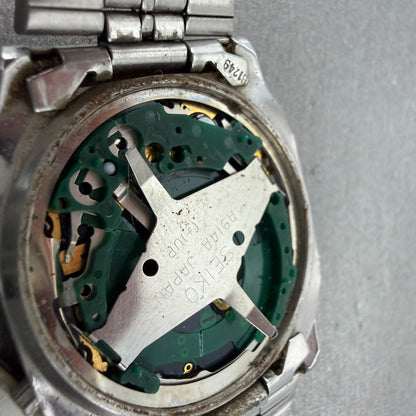 Seiko Digital Watch Men 33mm LCD Silver Tone Alarm Chrono A914-5A09 PARTS12