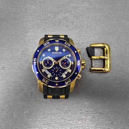 Invicta Pro Diver Chronograph Watch Men 48mm Blue Dial Gold Tone 21929 PARTS0