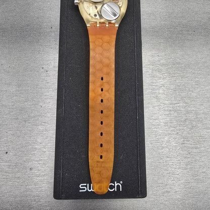 Swatch Musicall Adam Watch Men 34mm Skeleton Dial Alarm SLZ106 New Battery NOS12