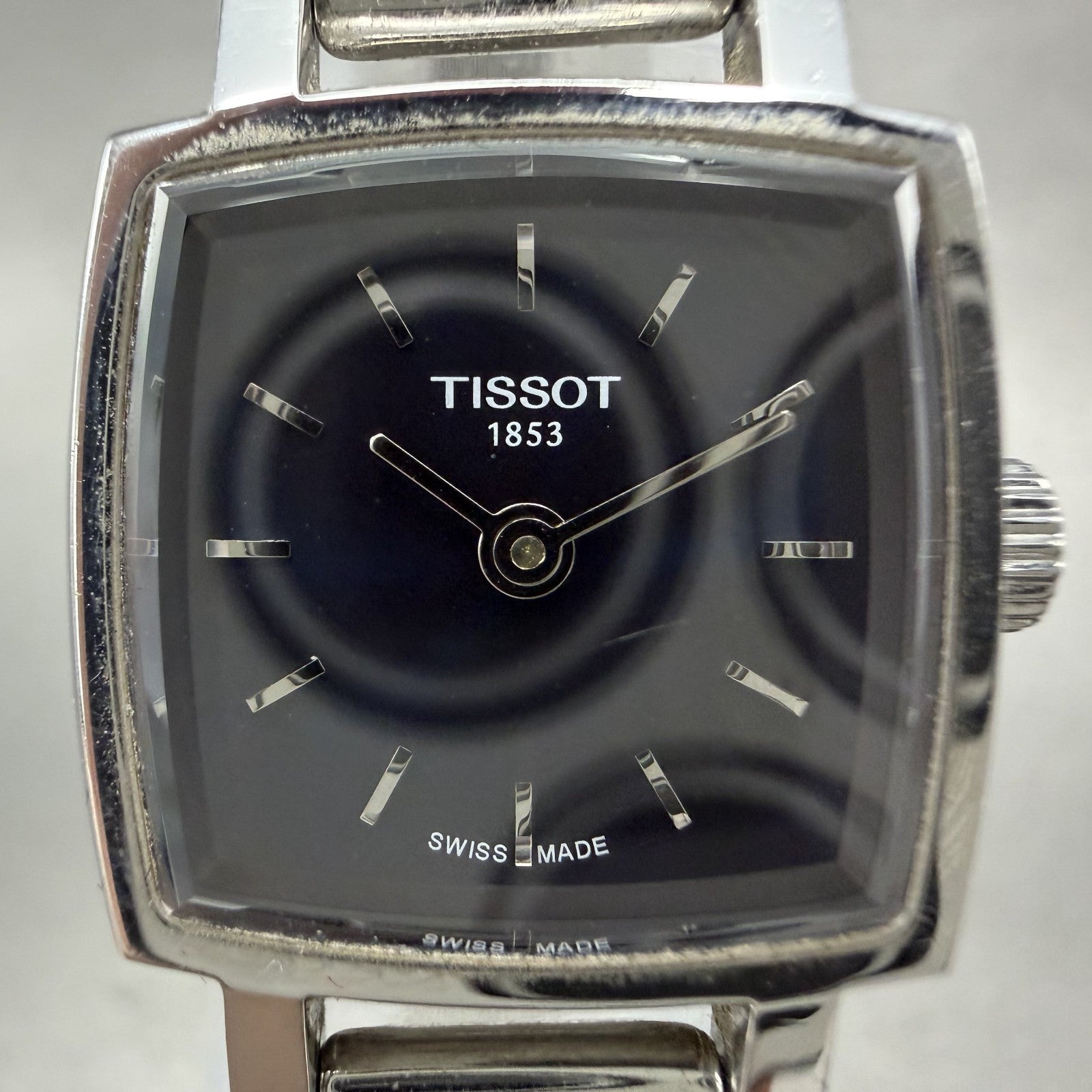 Tissot Tank Watch Women 20mm Blue Dial Steel Rectangle Mesh Band New Battery1