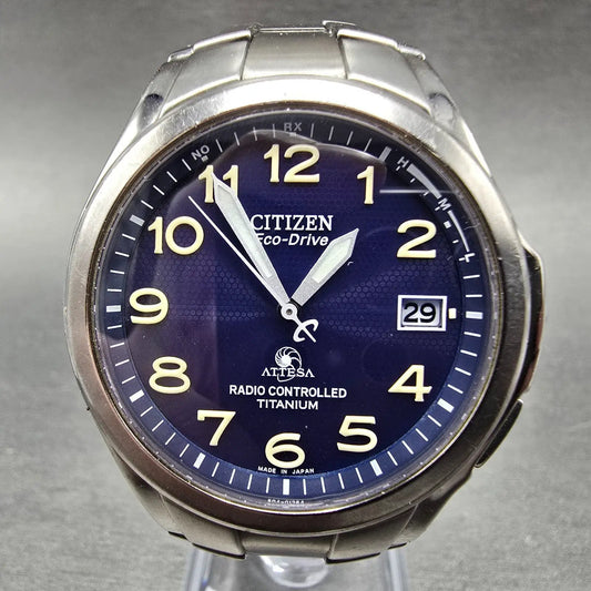 Citizen Eco-Drive Attesa Watch Men 38mm Black Dial Titanium H410-T003788 PARTS!10
